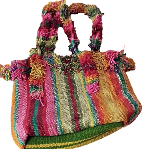 Multicolor Striped Woven Tote, Perfect Boho Colors And Look.